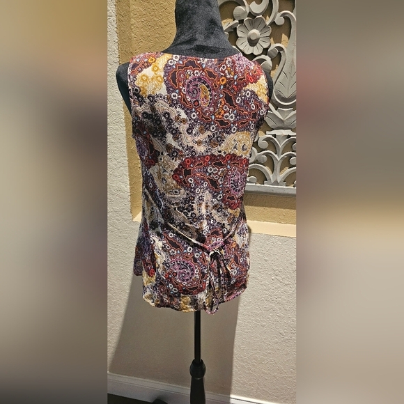 MOSSIMO WOMAN'S RUST COLOR PAISLEY PRINT SHEER BOHEMIAN MEDIUM TANK - Picture 2 of 7